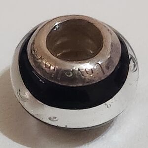 LoveLinks by Aagaard 925 Sterling Silver Glass Charm Bead - Black & Silver